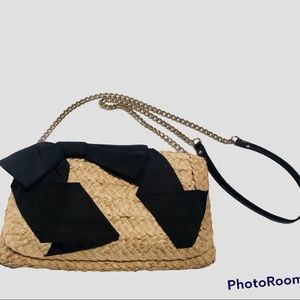 Kate Spade Basketweave Crossbody Bag With Black Bow Detail